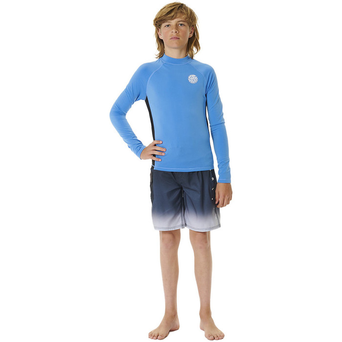 2023 Rip Curl Junior Icons UV gebrstet Langarm Rash Vest 11YBRV - Blau Gum